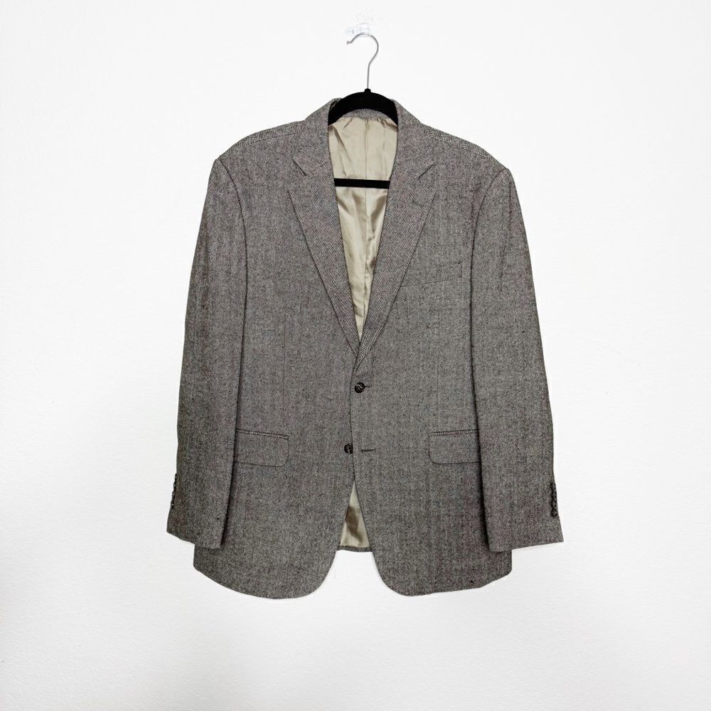 Alpha Custom Tailor Seoul Men's Wool Herringbone Blazer Gray Size Medium
